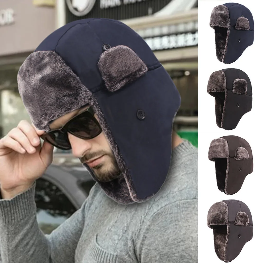 Winter Hat Bomber Hats For Men Women Thicken Balaclava Cotton Fur Winter Earflap Keep Warm Caps Russian Skull Mask Bomber Hat#p7