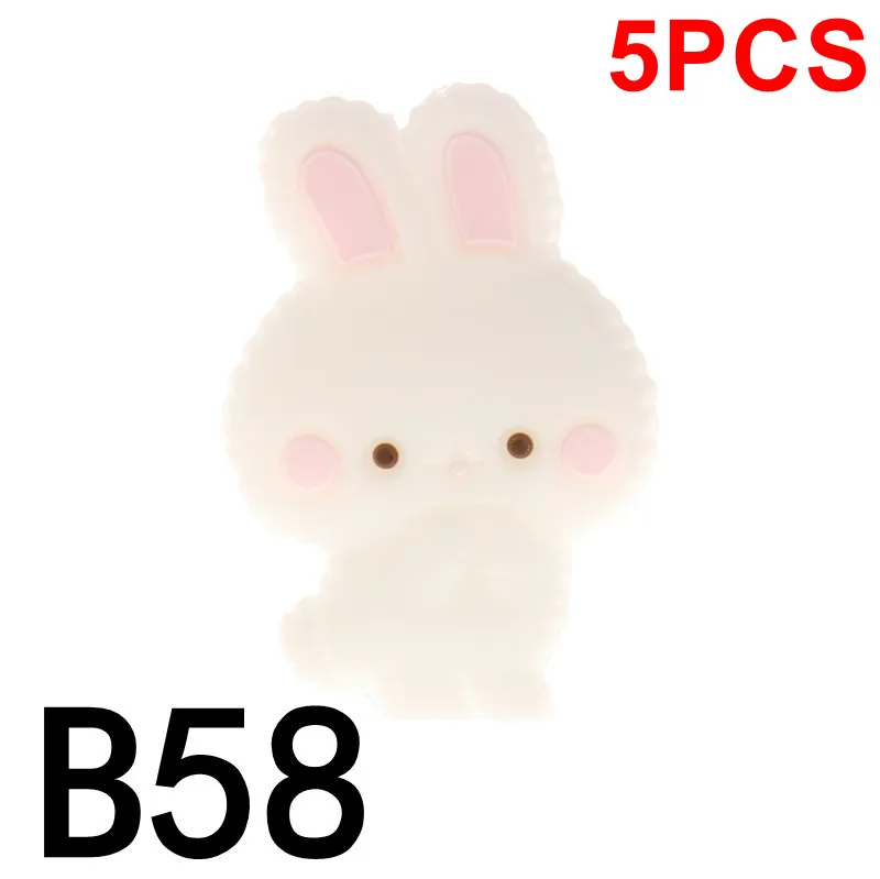 Fkisbox 5 шт. Кролик Силиконовый грызунок детский прорезыватель из бисера Кролик BPA бесплатно младенческий Прорезыватель для зубов ожерелье DIY жевательные Подвески Подвеска игрушка единорог - Цвет: Bunny-58 Quartz Pink