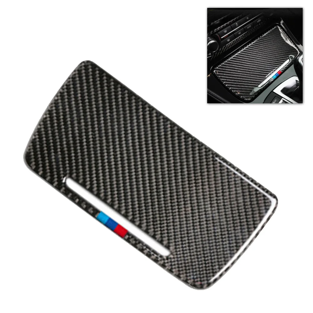 cheap 1 Pc Carbon Fiber Black Storage Box Panel Sticker Trims FOR BMW 5 Series F10 2011 2017 Interior Storage Box Panel Trim Stickers