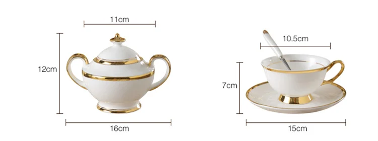 British Gold Inlay Coffee Bone China Dining Tea Set