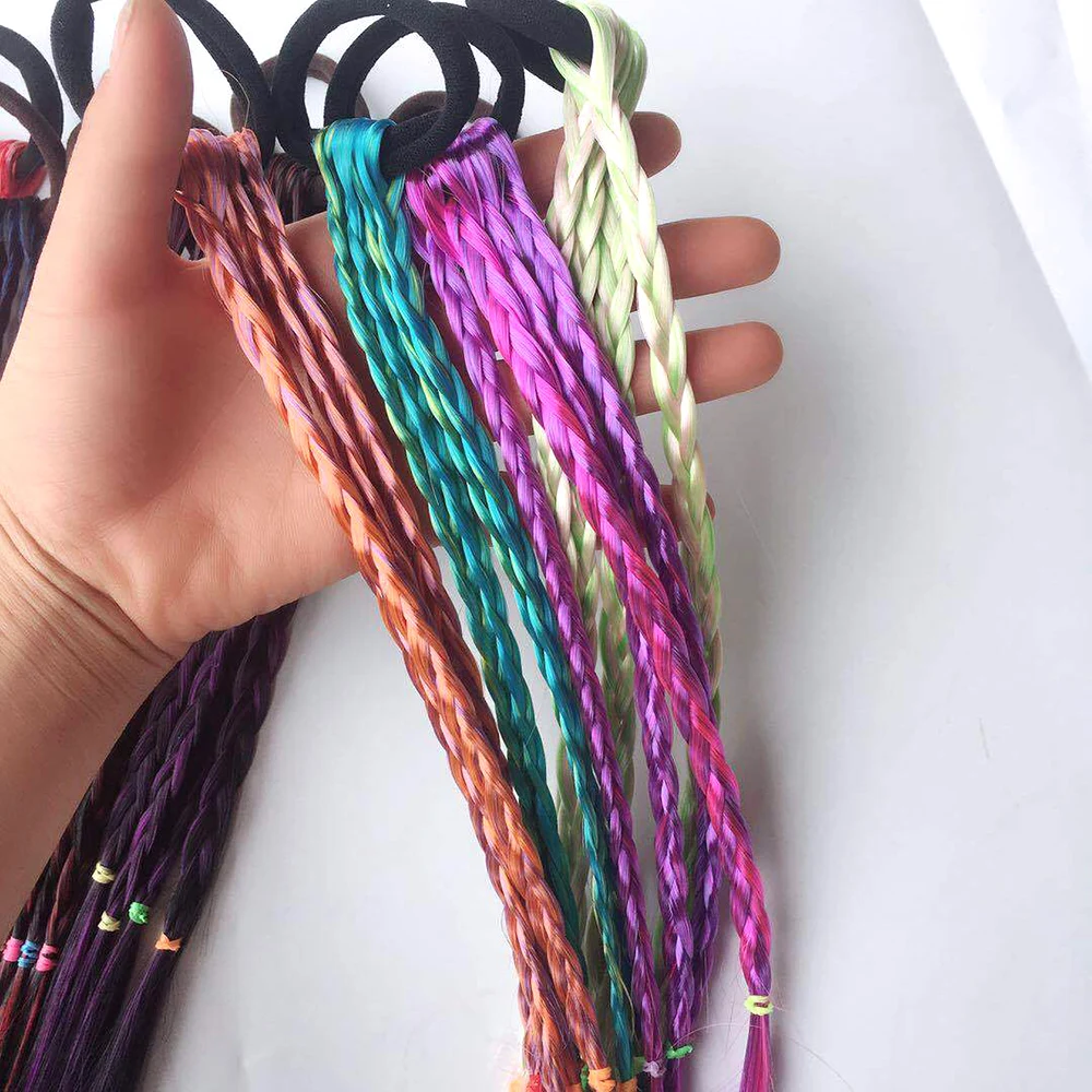 Simple Color Gradient Elastic Hair Band Rubber Band Wig Headband Girls Twist Braid Rope Headdress Hair Accessories New Arrival