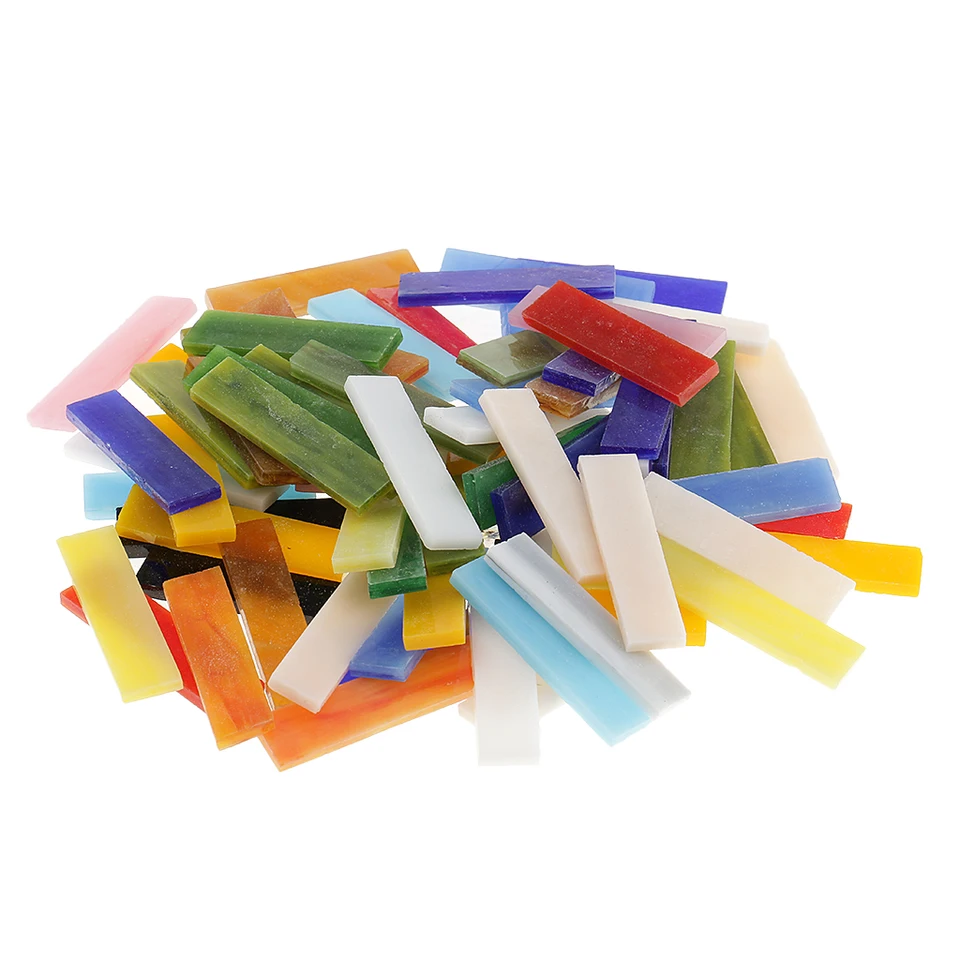 Rectangle Stained Glass Mosaic Tiles 10x20mm DIY Crafting Mica Glass Mosaic 70pc