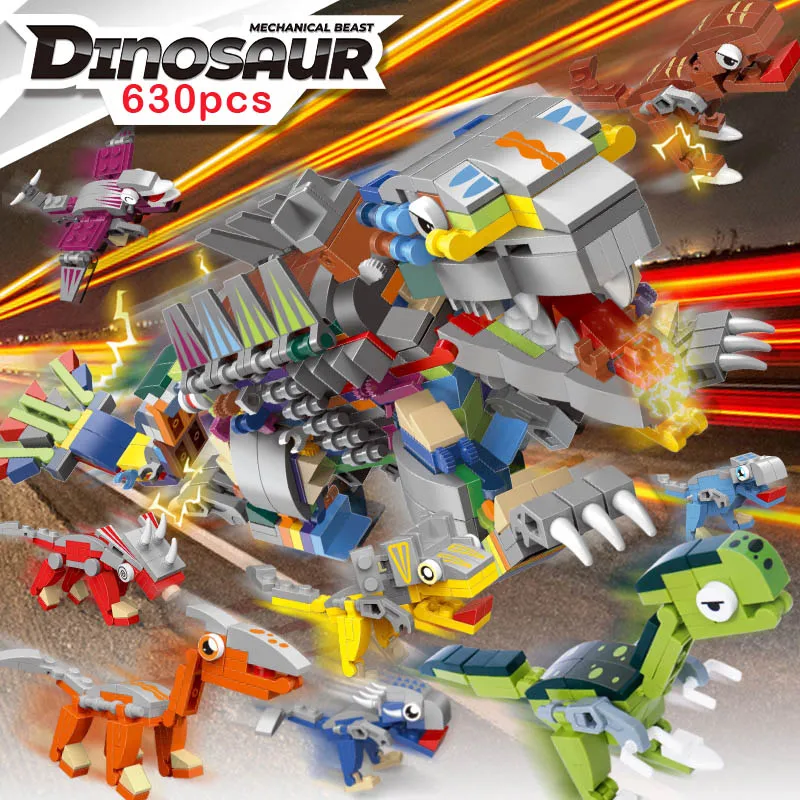 

12 in 1 Transform Dinosaur Building Block Deformed Dinosaur Mechanical Beast Collection DIY Creative Bricks Toys For children