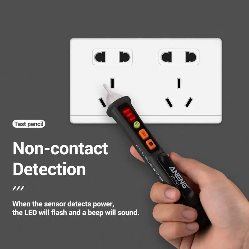 AC 12 V-1000 V Тестер Напряжения Ручка Бесконтактный детектор напряжения ручка регулируемый диапазон зуммер звуковой светильник сигнал тревоги вспышка светильник VD901