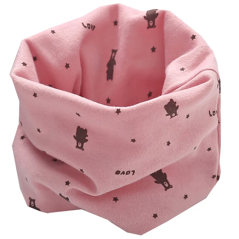 Осенне-зимний шарф для мальчиков, Детский круглый кольцевой ошейник, шарф для девочек, зимние детские шарфы, волшебный шейный платок для детей, Bufandas - Цвет: pink bear