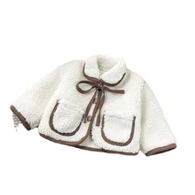 Cardigan solide et mignon pour petites filles, veste en coton à manches longues, avec bord en dentelle, à la mode, automne hiver