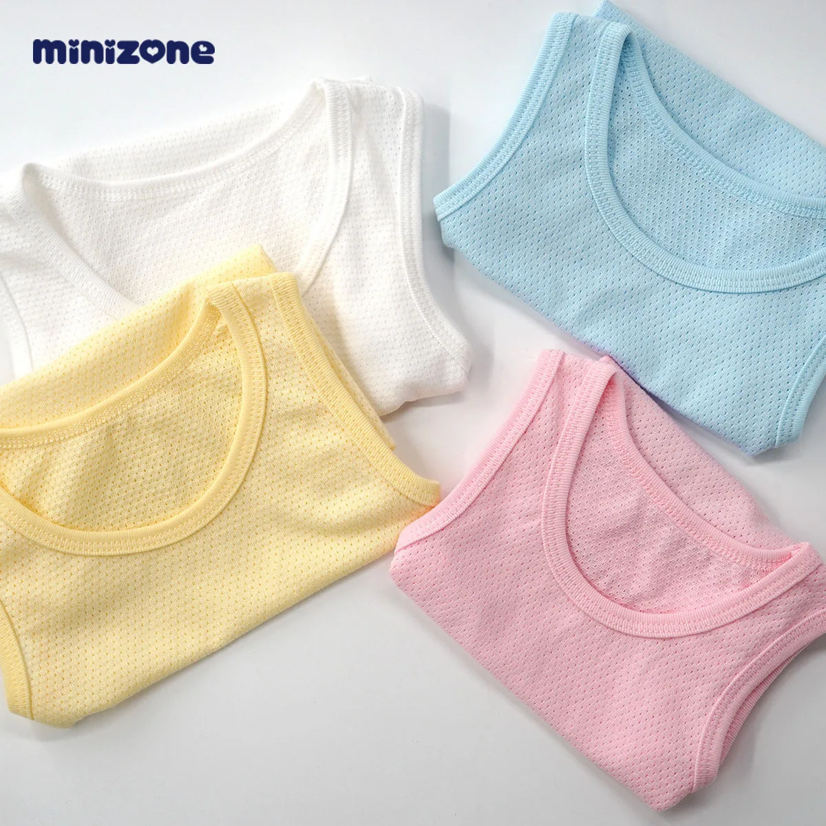 Детская футболка; одежда для малышей; Minizone; летняя одежда; коллекция года; Спортивный дышащий сетчатый жилет из чистого хлопка для мальчиков; сезон лето