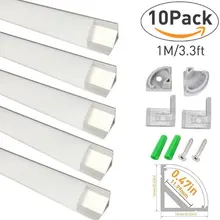 10 шт. 1 м Серебристая Светодиодная лента алюминиевый профиль u-образной формы для 3528 5050 Светодиодная лента с крышками и зажимами алюминиевый канал