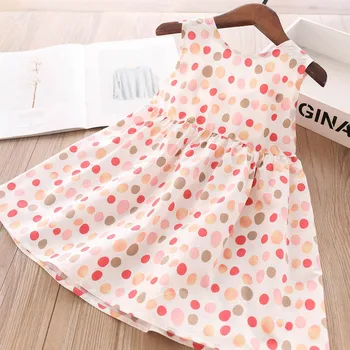 

2020 Summer Girls Dot Back Hollow Sleeveless Dress Children's Clothing Wholesale