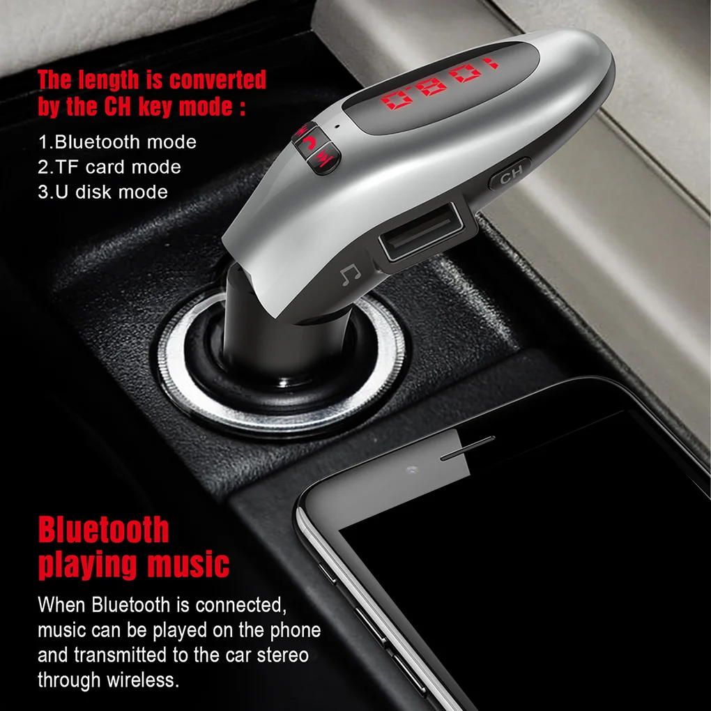 Bluetooth 4,2 автомобильный комплект громкой связи двойной USB быстрое зарядное устройство fm-передатчик модулятор Автомобильный аудио mp3-плеер