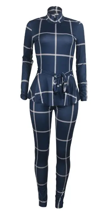 Blue2 Африканские женские комбинезоны,, повседневные, модные, в клетку, с декоративной шнуровкой(включая пояс - Цвет: Blue2
