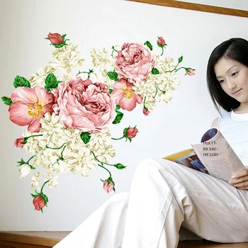 

Pvc Transparent Film Diy Wall Sticker Sketch Flowers Removable Environmental Protection