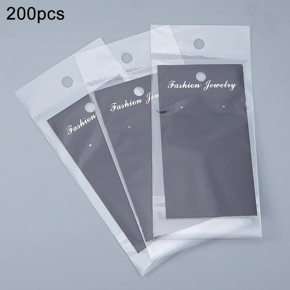 

200 Pcs Packing Tag Fashion DIY Hanging Holder Self Sealed Plastic Bag Studs Earring Card Set Jewelry Display Accessories
