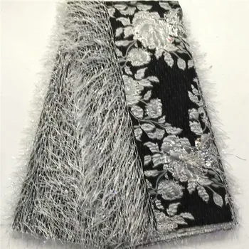 

Gray Latest Jacquard Fabric Brocade Lace Tissu Top Selling African Tulle Net Lace Fabric Brocade Fabric for Nigerian Wedding
