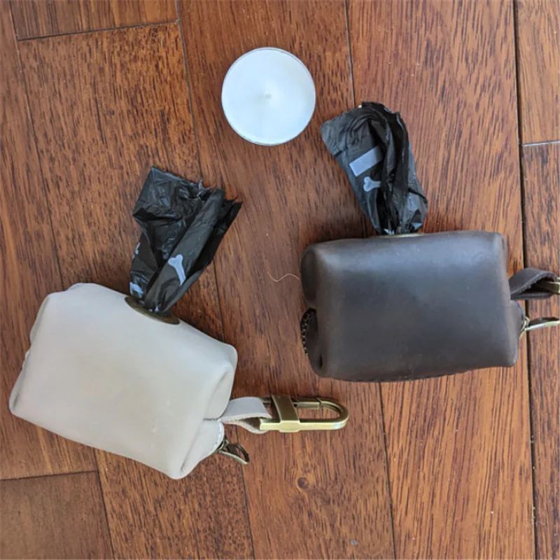 Dispensador de bolsas de Bolsa para popó para perros, dispensador de bolsas de basura portátil para viajes al aire libre, dispensador de Bolsa para popó de cuero para perros, bolsa ecológica