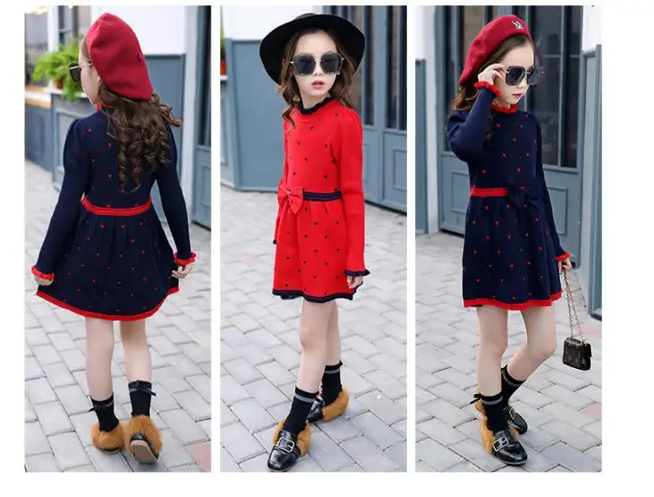 Новинка; Лидер продаж; сезон осень-зима; вязаное бархатное и утепленное платье для девочек