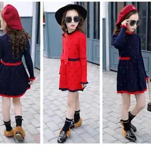 Новинка; Лидер продаж; сезон осень-зима; вязаное бархатное и утепленное платье для девочек