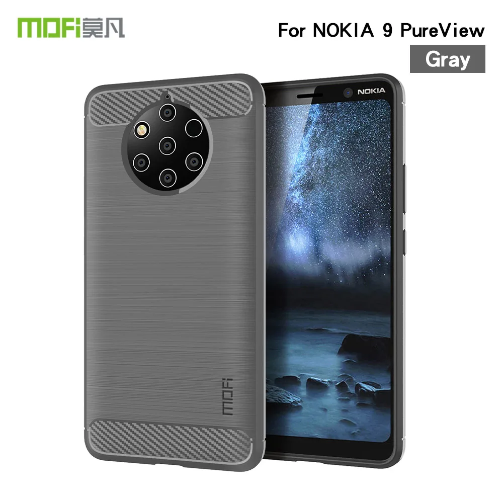 Серый MOFI Модный чехол для телефона для Nokia 9 PureView Чехол Мягкий силикон из углеродного волокна термополиуретановая накладка на заднюю панель телефона чехол для Nokia 9 PureView чехол - Цвет: Серый