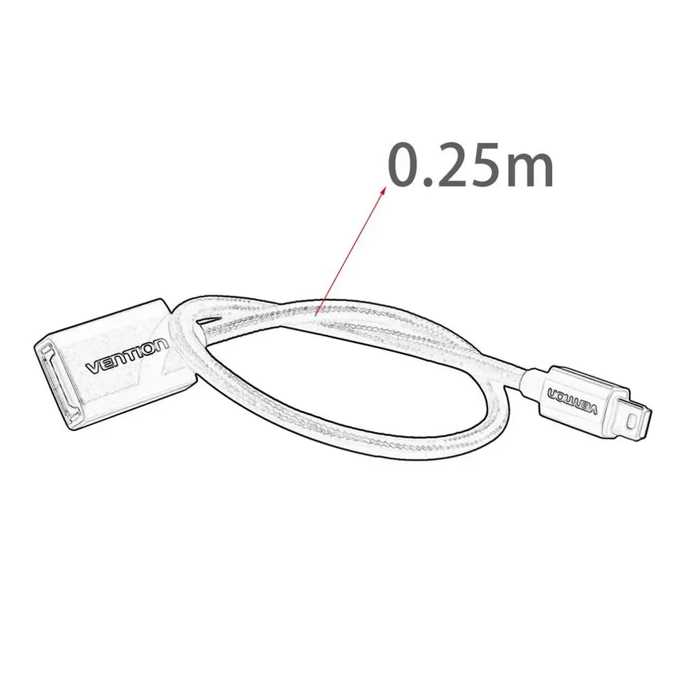 Vention супер высокая скорость передачи 0,25 м Мини USB2.0 OTG кабель OTG адаптер для камер U диск чтения карт MP4
