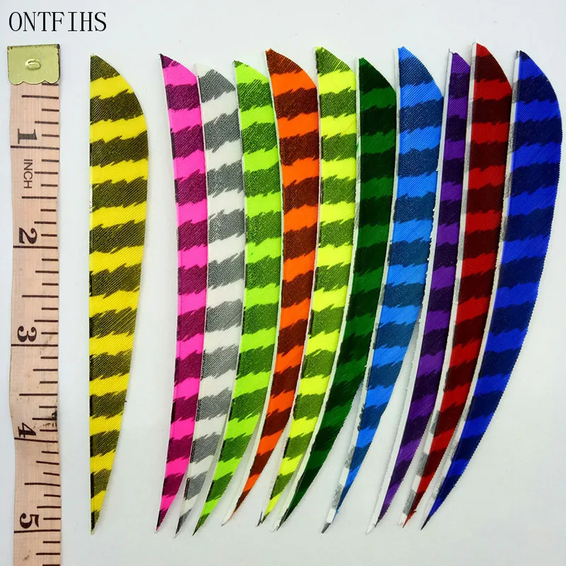

24 PCS ONTFIHS 5inch Arrow Fletches Striped Fletching Water Drop Feathers Drop Arrows Feather Archery Accessories