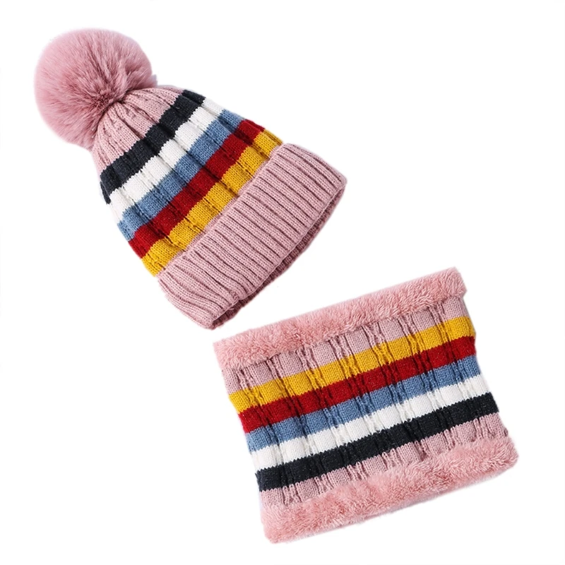 Womens Winter Knit Beanie Hat Scarf Set 
