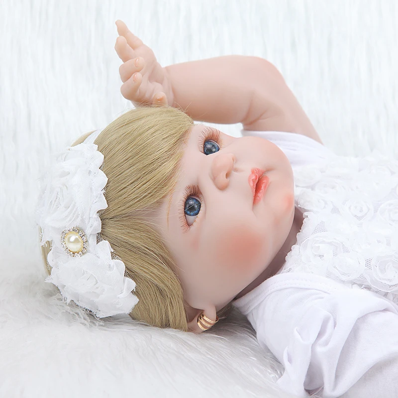 55 см Reborn Baby Doll игрушка мягкая силиконовая белая пачка платье принцессы ткань тело короткие волосы Реалистичная кукла для малышей Подарки для детей