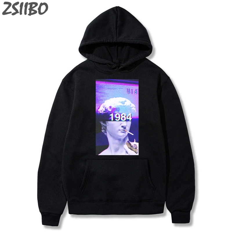 Забавные мужские толстовки с капюшоном Vaporwave микеланжело статуя Давида пуловер