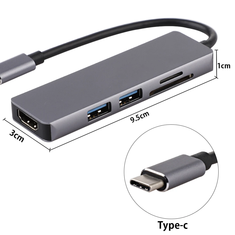 5 в 1 Тип C адаптер концентратор к Hdmi USB 3,0 SD TF кард-ридер для портативных ПК Аксессуары USB концентратор для Macbook pro USB-C USB C концентратор