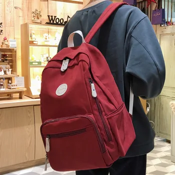 

Women Cute Buckle School Bag Student Laptop Fashion Backpack Female Luxury Book Bag Ladies Kawaii Nylon Backpack Girl Waterproof