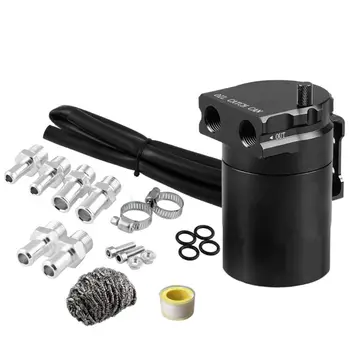 

Universal Car Oil Catch Can Tank with Breather Compact Dual Cylinder Polish Baffled Engine Air Oil Separator Tank Reservoir
