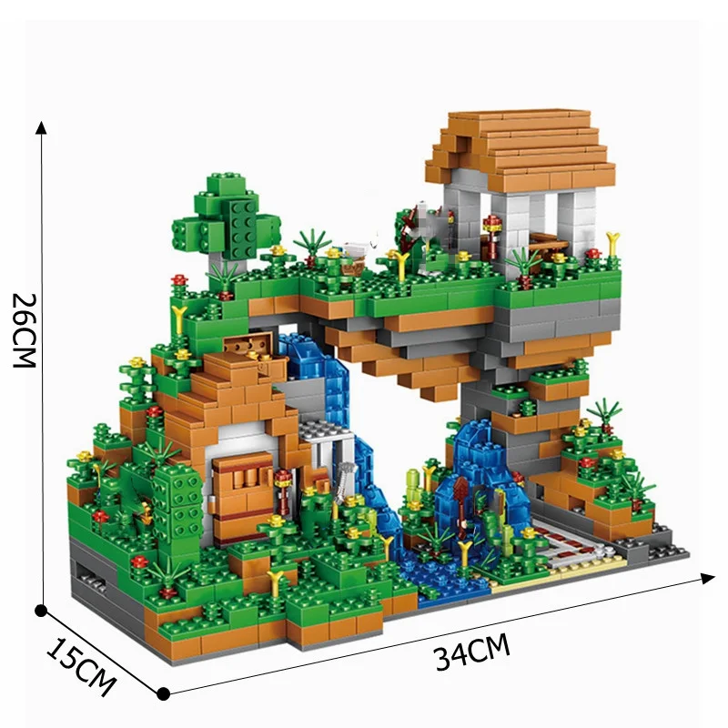 Legoing Minecraft village My World Water Falls Compatible Legoings City Minecraft Figures Building Blocks Toys For Children Gift