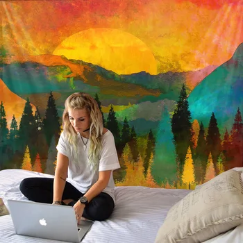 

Sky Sun Mountain Landscape Wall Hanging Tapestry Mandala Abstract Yoga Tapestry Psychedelic Carpet Sofa Gypsy Blanket Wall Beach