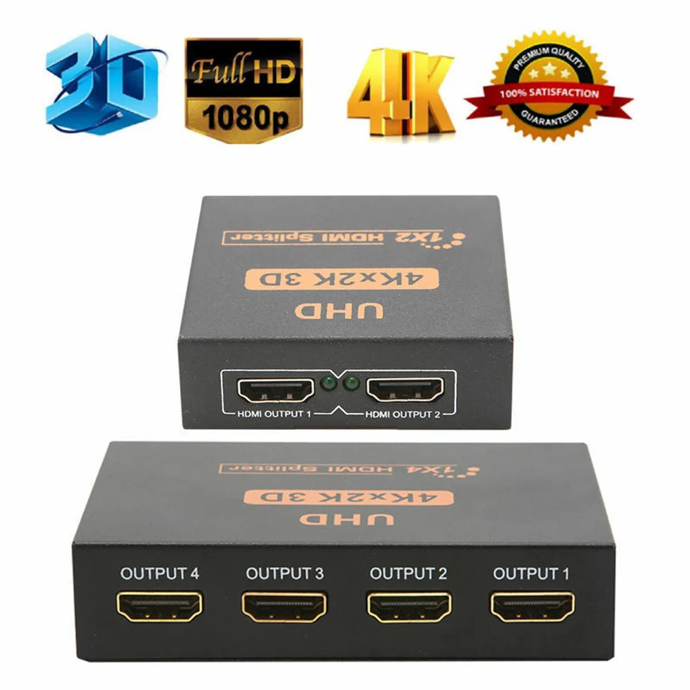 3D 4K* 2K Full HD1080p HDMI сплиттер 1*4/1*2 порт концентратор повторитель усилитель прочный жесткий металлический материал