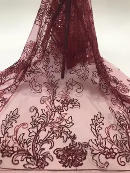 

top sale african beaded embroidered tulle net lace fabric with sequins JOY-22819 fashionable french style net fabric for p