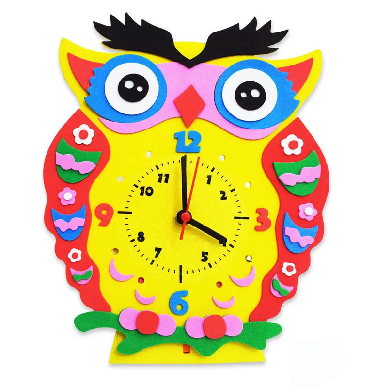 Artisanat bricolage jouets dessin animé EVA horloge artisanat enfants maternelle Puzzles jouets éducatifs pour enfants garçon fille matériel fait à la main