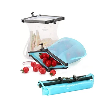 

2Pcs Silicone Food Storage Bag Foldable Fresh-keeping Bag with Seal Clip Reusable Vegetable Fruit Sandwich Lunchbox