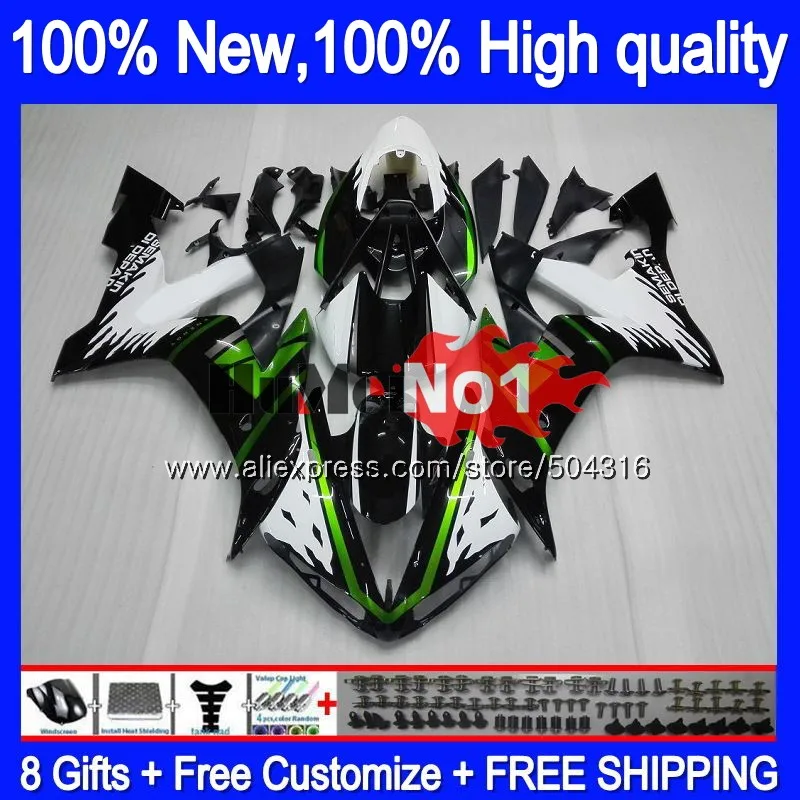 Средства ухода за кожей для YAMAHA YZF R 1 1000 CC YZF-1000 YZF1000 9MC. 9 1000CC YZF R1 YZF-R1 YZFR1 2004 2005 2006 04 05 06 обтекатель цвета: зеленый, черный