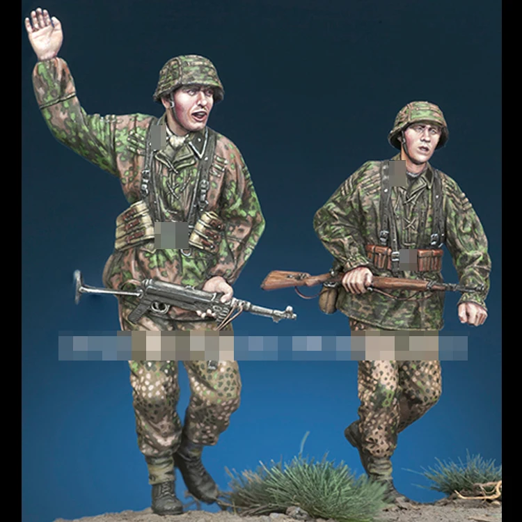Модель 1/35 фигурка солдатика из смолы GK солдатики в боевых условиях две головы