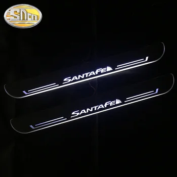 

2PCS Acrylic Dynamic LED Door Sill Car Scuff Plate Pedal Threshold Pathway Welcome Light For Hyundai Santa Fe 2010 - 2020