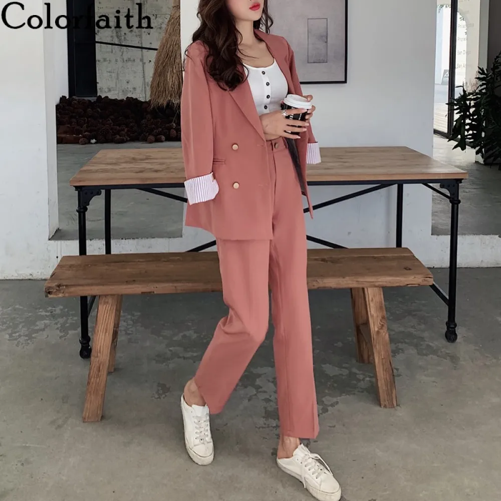 Colorfaith/Новинка 2021 года Сезон весна осень Женские комплекты Комплект из 2 предметов