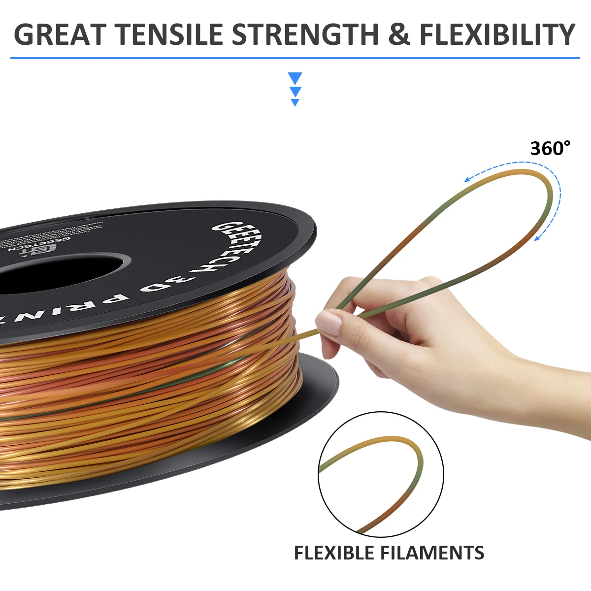 Geeetech Seda Pla 3d Filamento de Arame 1kg 1.75 Milímetros Carretel de Fio Material de Impressora 3d 3d Impressão Recargas Entrega Rápida Embalagem a Vácuo - Imagem 2