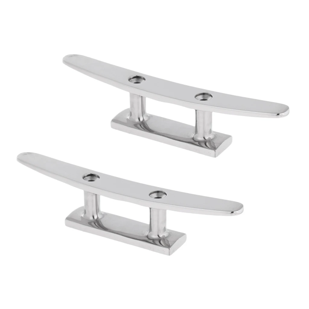 2pcs 5 inch Marine 316 Stainless Steel Mooring Anchor 2-Hole Boat Dock Deck Cleat