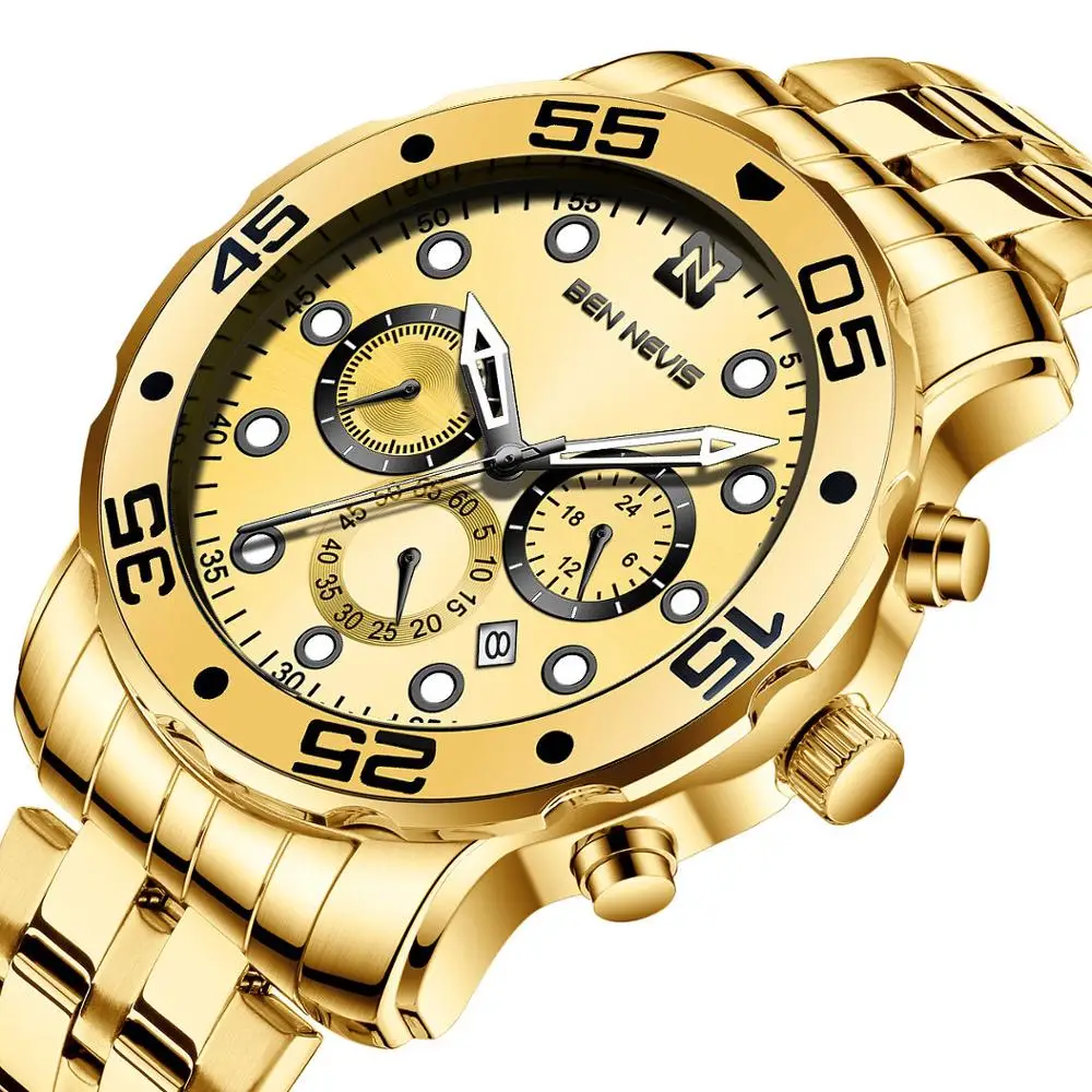 

New 2019 Men Watch Quartz Military Stainless Steel Mens Wristwatches Clock Business Watch for Men Relogio Masculino BENNEVIS