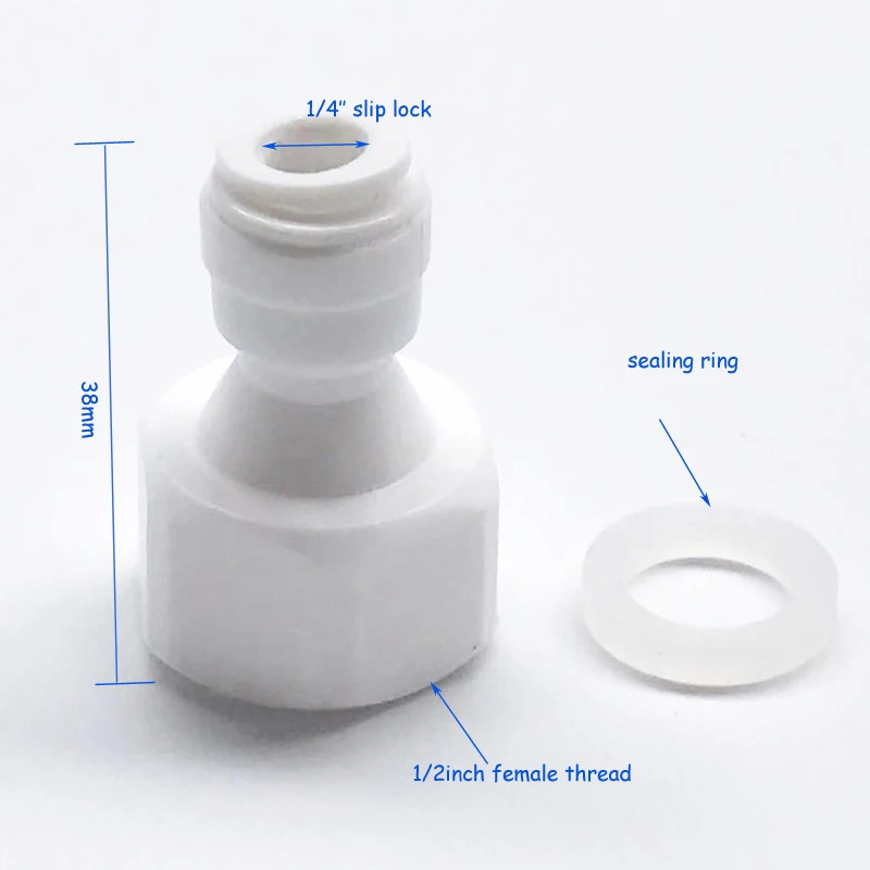 

1/4" Push Fit - 1/2" Female Thread PE Pipe Fitting Hose Quick Connector Adapter Aquarium RO Water Filter Reverse Osmosis System