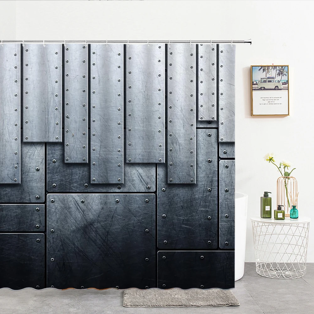 

Оригинальная Геометрическая металлическая текстурная занавеска для ванной и душа, водонепроницаемая декоративная занавеска для душа с крючками, экран для ванной комнаты