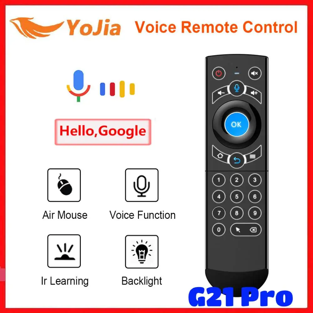 G21 PRO Backlight Voice Remote Control 2.4G Wireless Keyboard Air Mouse with IR Learning Microphone Gyroscope for Android TV Box |