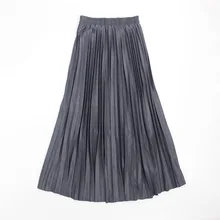 Двухслойная осенне-зимняя женская замшевая юбка, длинная Плиссированная юбка для женщин, s Saias Midi Faldas, винтажная Женская юбка миди