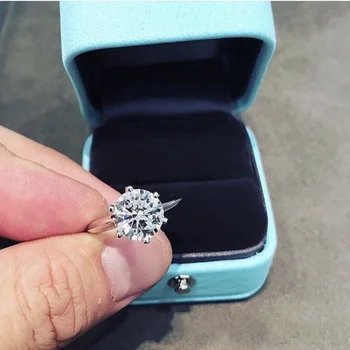 

Classic six claws couple rings finger Eternal 925 Sterling Silver 2ct Diamond Wedding Engagement Ring Women Anniversary Jewelry