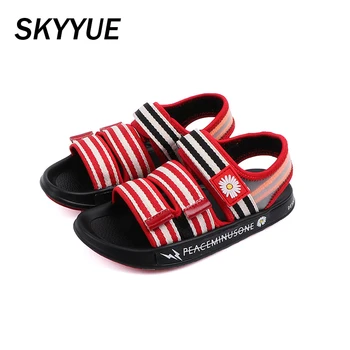 

2020 Summer Kids Beach Sandals Children Genuine Leather Sandals Girls Fashion Shoes Baby Boys Black Brand Shoes Casual Sandals