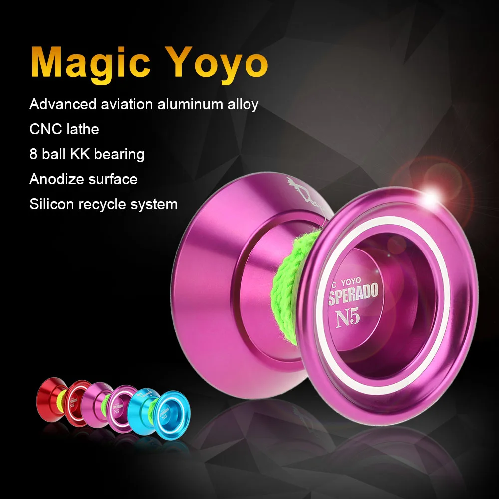 Magic Yoyo Professional Yoyo N5 Desperado Aluminum Alloy Metal Yoyo 8 Ball  KK Bearing with String for Blue 